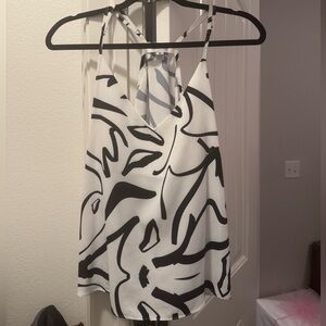 SHILLA Black and White Abstract Print Tank Top